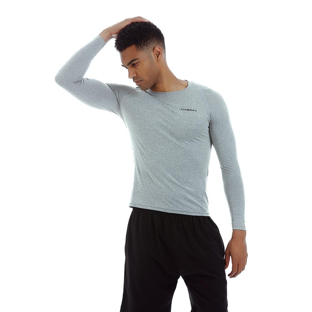 AK34 Men Fitness Sports Training Elastic Long Sleeve Tops T-Shirts Size XXL - Grey