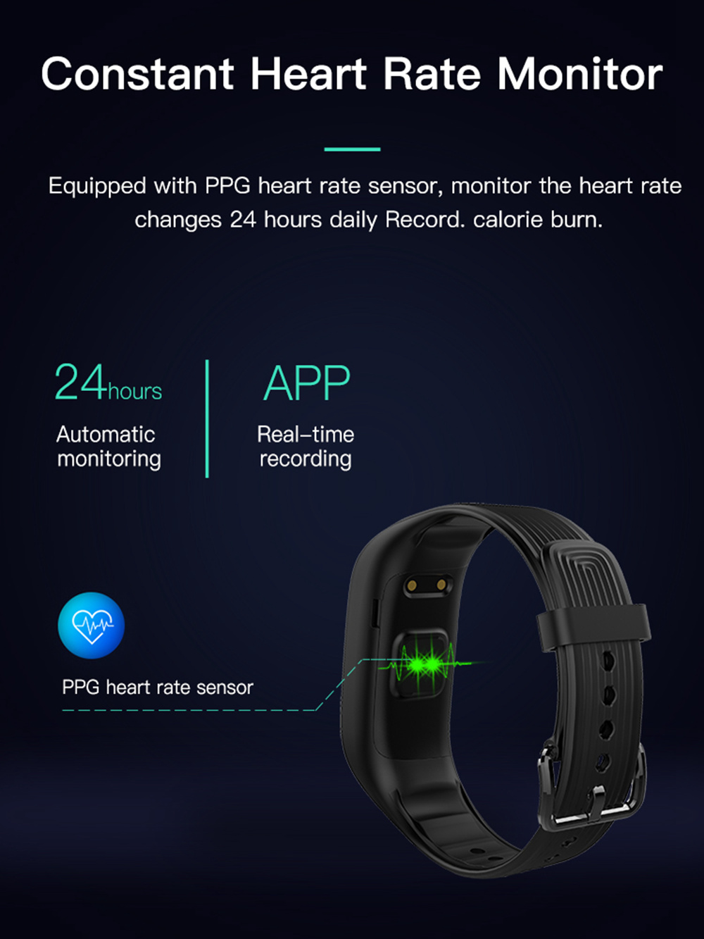 Makibes HR7 Smart Bracelet Sports Fitness Band 0.96 Inch TFT Screen Heart Rate Sleep Monitor IP68 - Blue
