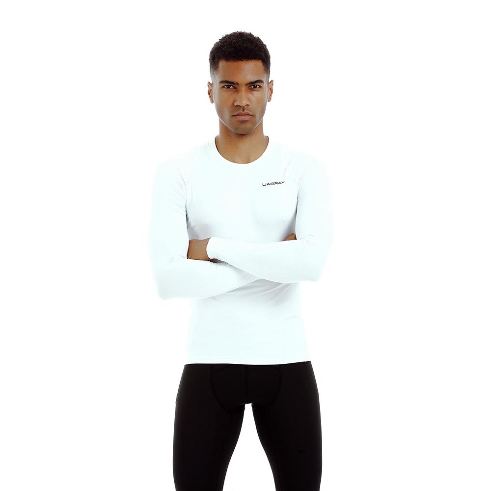AK34 Men Fitness Sports Training Elastic Long Sleeve Tops T-Shirts Size L - White