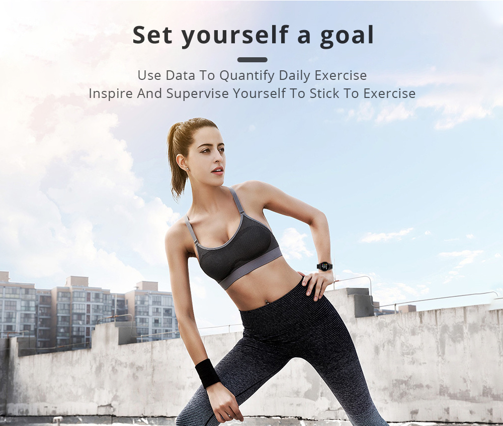 Makibes T5 Smart Watch 1.22 Inch TFT Screen IP67 Heart Rate Blood Pressure Sleep Monitor 230mAh Battery Steel Strap - Black