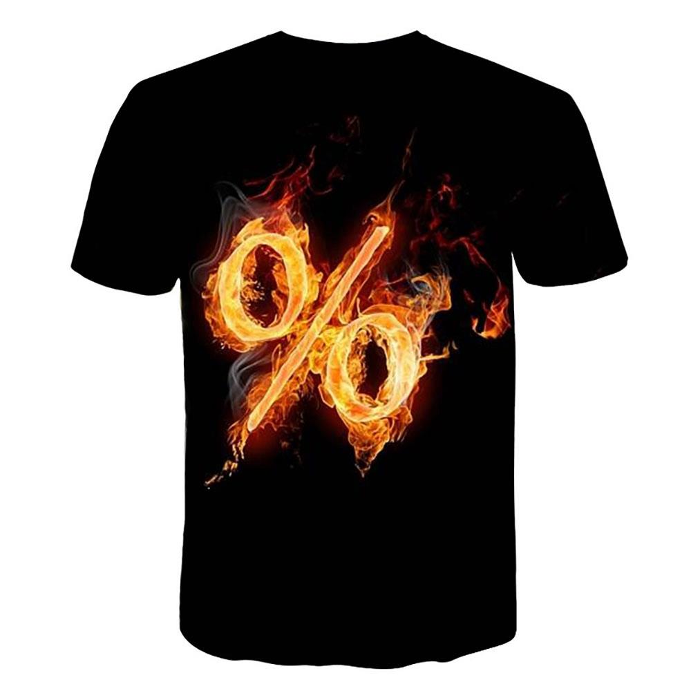 T29 Men 3D Printed T-shirt Sports Casual Short Sleeve Round Neck Tops Size L - Black