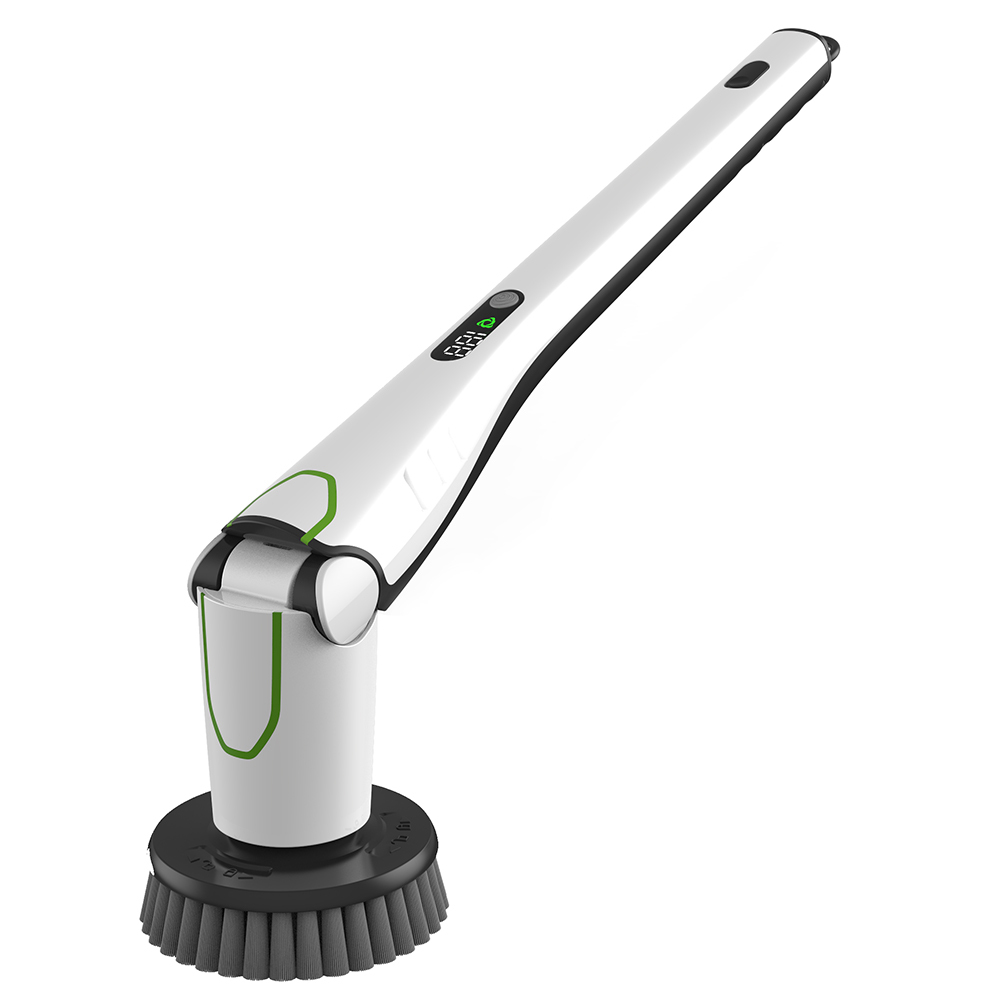 Phaewo Electric Spin Scrubber with LED Display Long Extension Handle Cleaning Brush - White