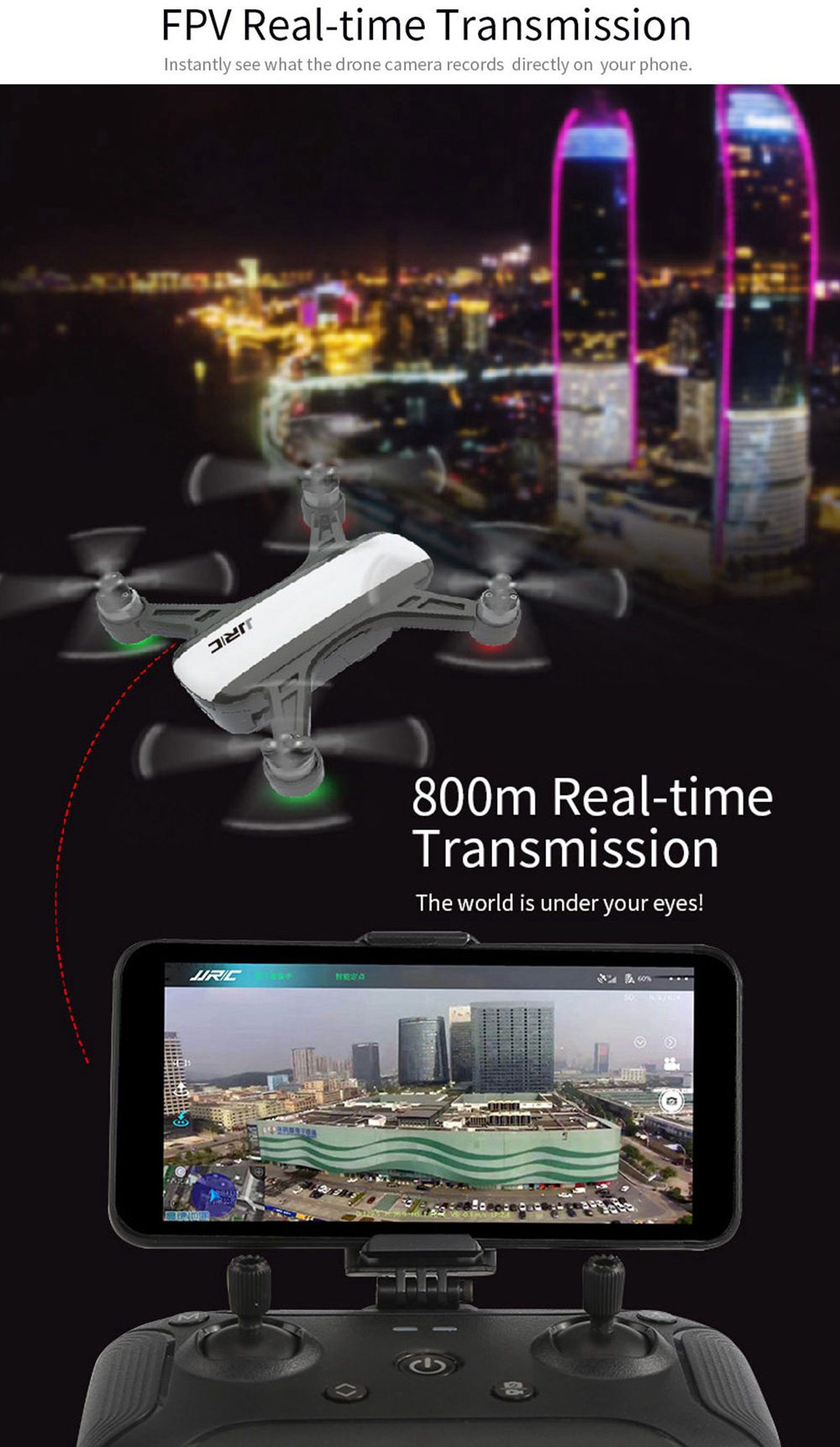 JJRC X9 Heron 1080P GPS 5G WiFi FPV Brushless RC Drone Optical Flow Positioning RTF White - Two Battery