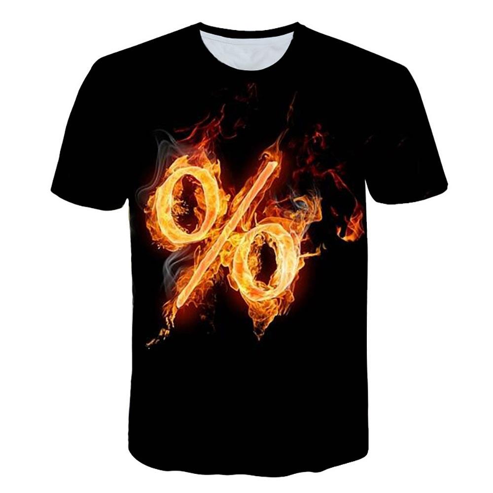T29 Men 3D Printed T-shirt Sports Casual Short Sleeve Round Neck Tops Size L - Black