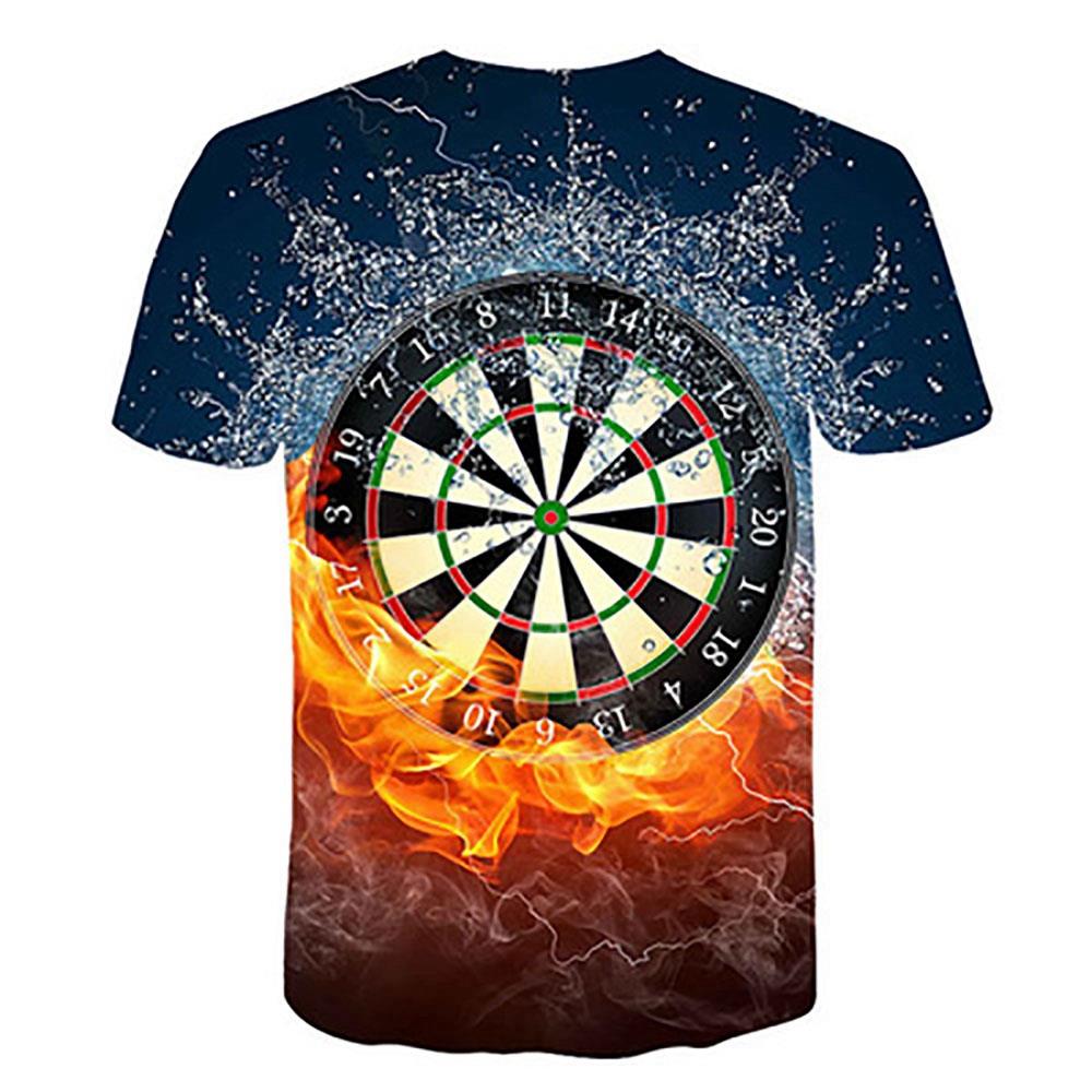 TX24 Men 3D Printed T-shirt Sports Casual Short Sleeve Round Neck Tops Size L - Blue