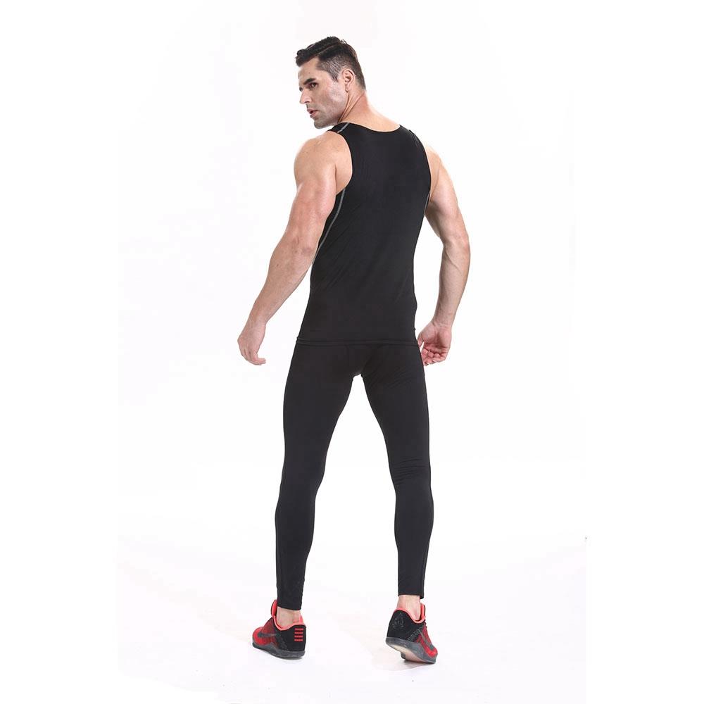 AK01 Men Fitness Round Collar Vest Sports Running Sleeveless Tops Size XL - Black