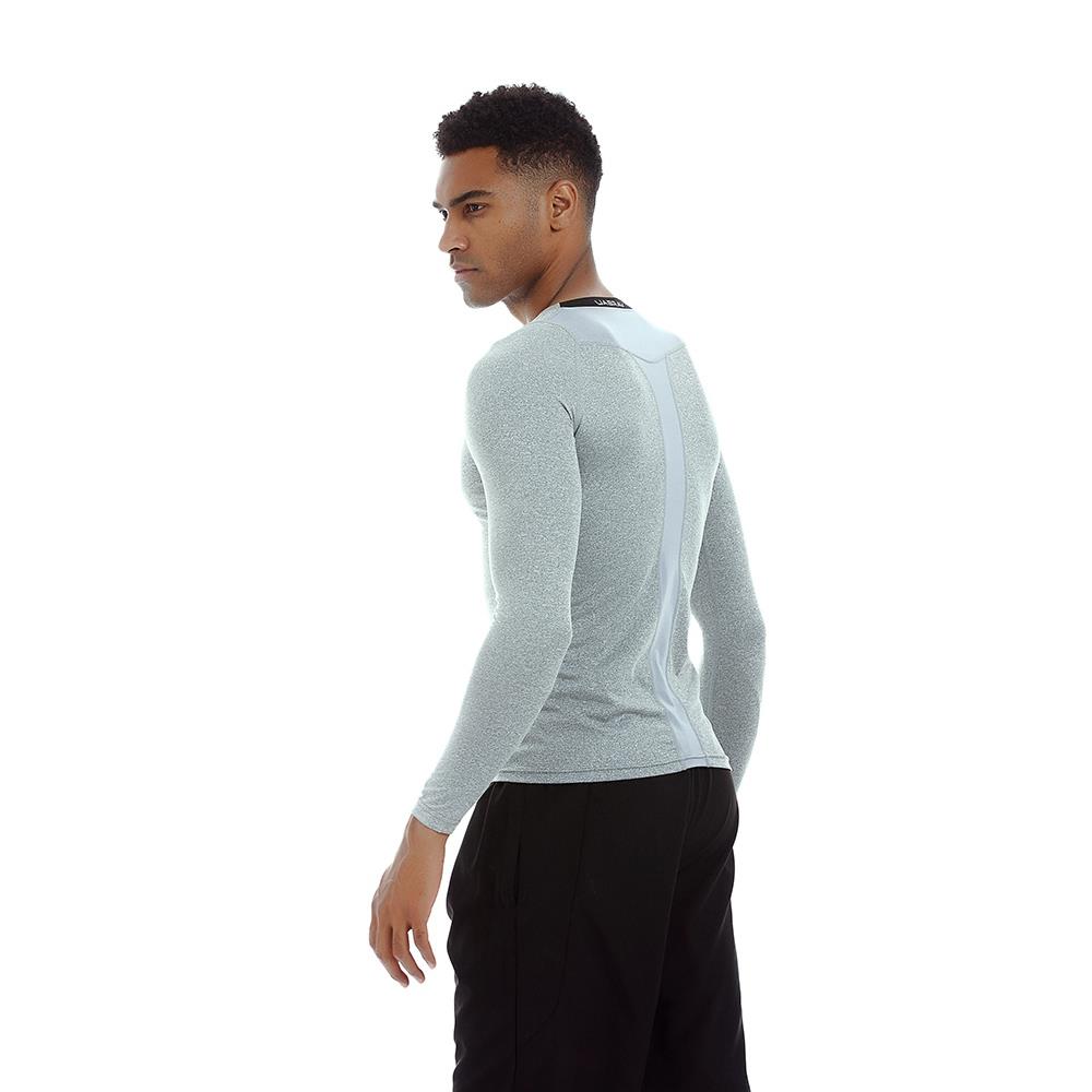 AK34 Men Fitness Sports Training Elastic Long Sleeve Tops T-Shirts Size XXL - Grey