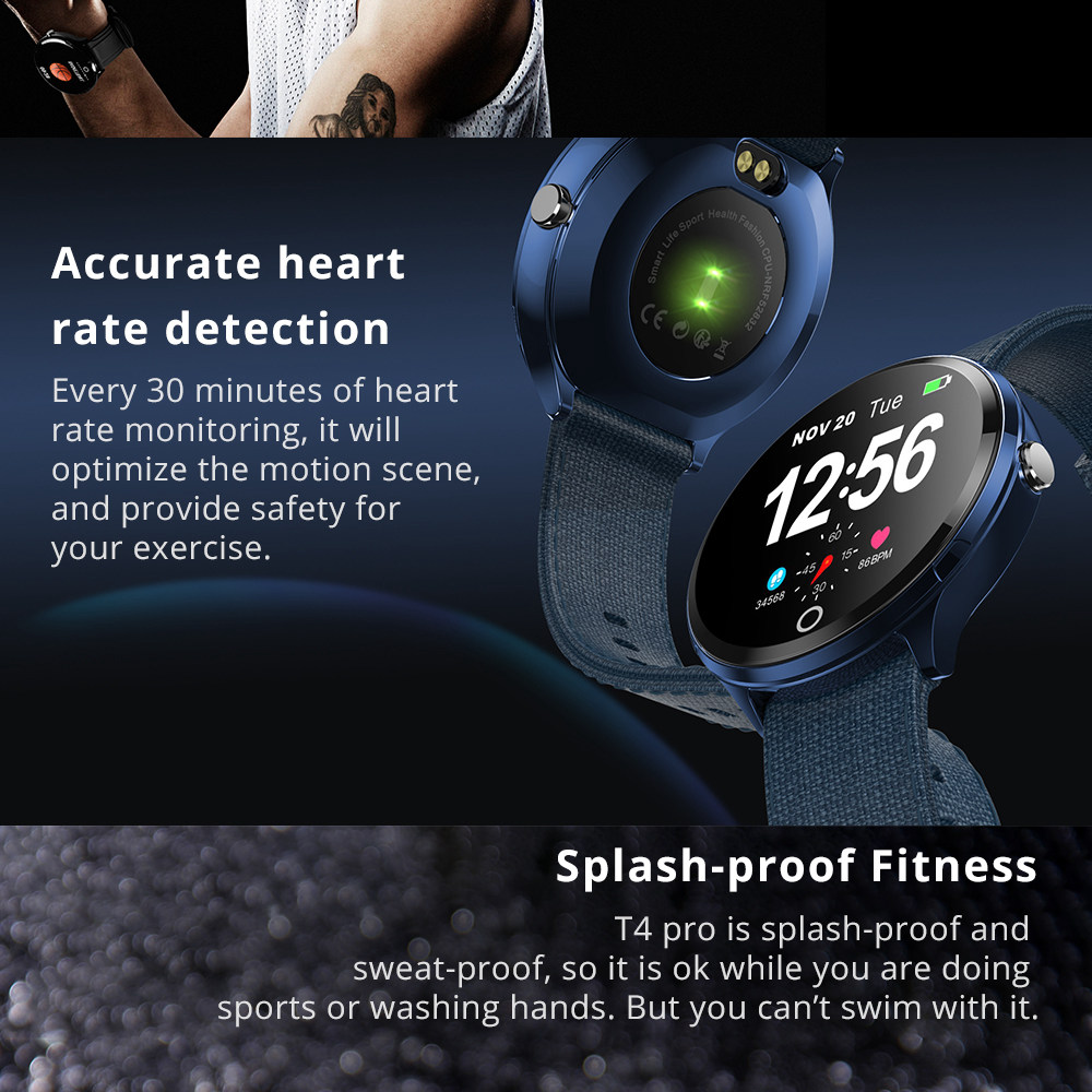 Makibes T4 Pro Smart Watch 1.3 Inch TFT Screen IP67 Heart Rate Blood Pressure Oxygen Sleep Monitor Silicone Strap - Pink