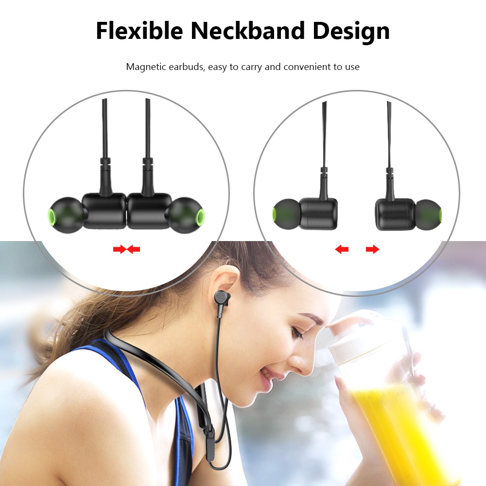 Awei G30BL Neckband Bluetooth Earphones Magnetic IPX4 Water Resistant - Black