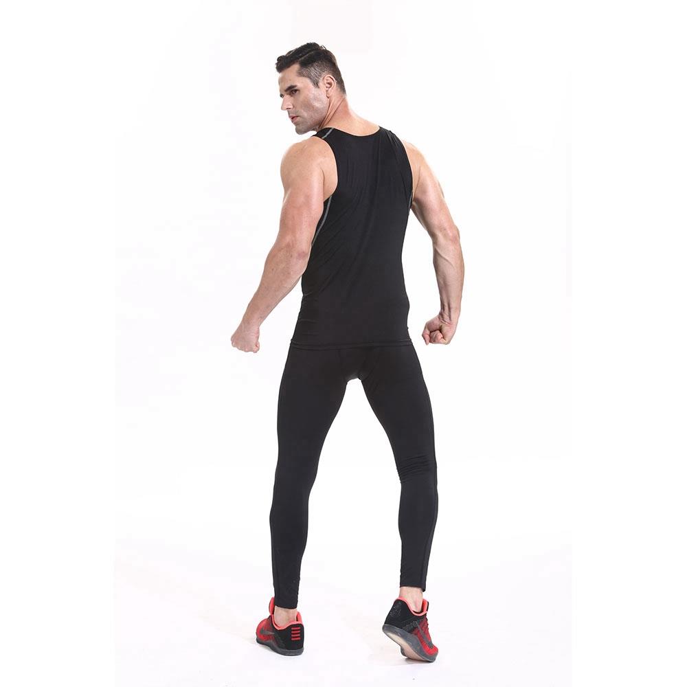 AK01 Men Fitness Round Collar Vest Sports Running Sleeveless Tops Size XL - Black