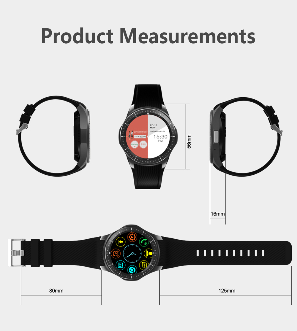 Makibes AT06 4G Smartwatch Phone Android 6.1 MTK6739 Quad Core 1GB RAM 16GB ROM 1.3 Inch IPS Screen IP68 GPS Heart Rate Monitor - Black