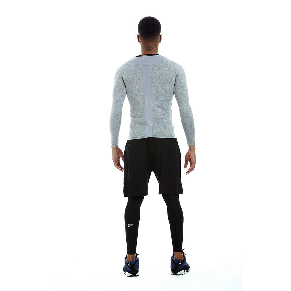 AK34 Men Fitness Sports Training Elastic Long Sleeve Tops T-Shirts Size XXL - Grey