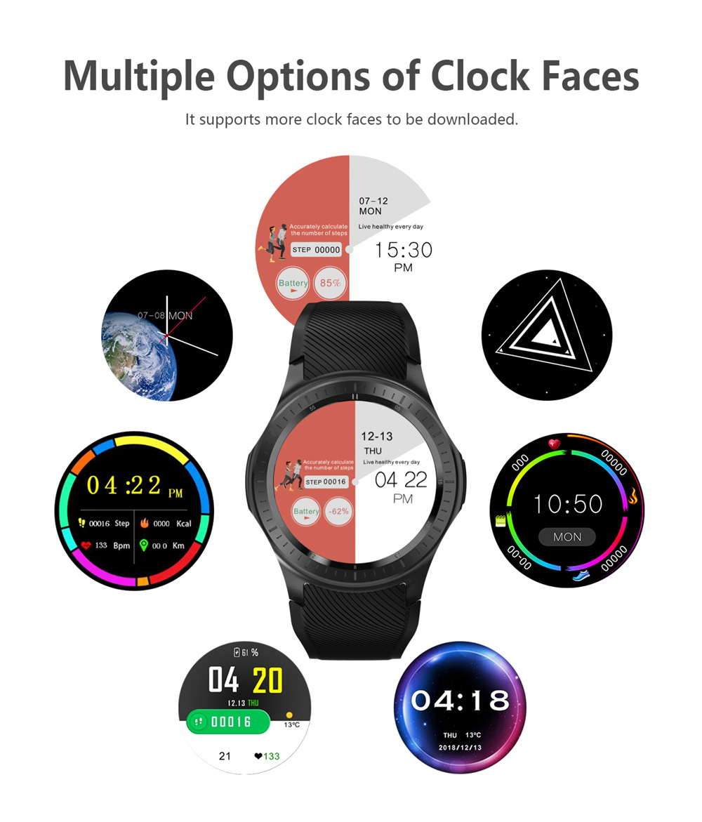 Makibes AT06 4G Smartwatch Phone Android 6.1 MTK6739 Quad Core 1GB RAM 16GB ROM 1.3 Inch IPS Screen IP68 GPS Heart Rate Monitor - Black