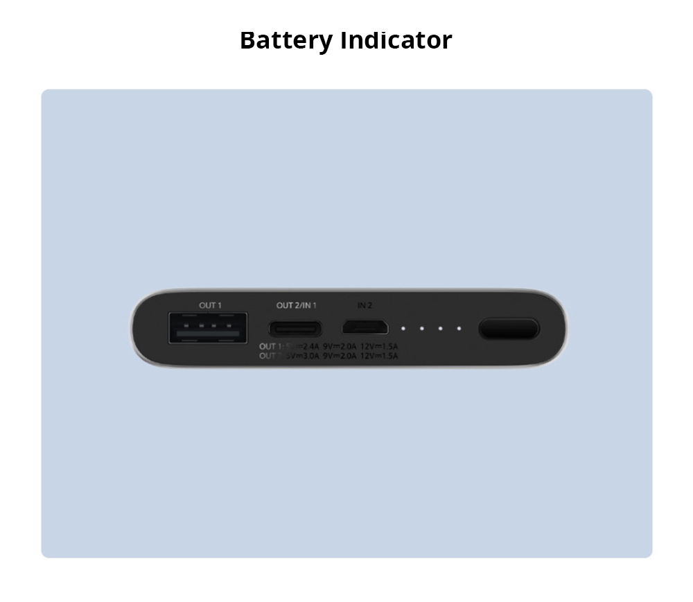 Xiaomi Mi3 10000mAh Power Bank USB-C Two-way Fast Charge - Silver