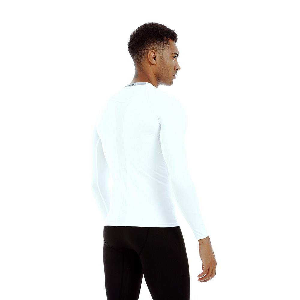AK34 Men Fitness Sports Training Elastic Long Sleeve Tops T-Shirts Size L - White