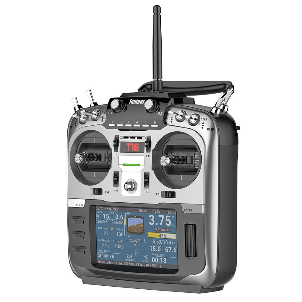 Jumper T16 2.4G 16CH 4.3Inch Color Display Multi-protocol Open Source Transmitter Compatible OpenTX Firmware - Mode 1