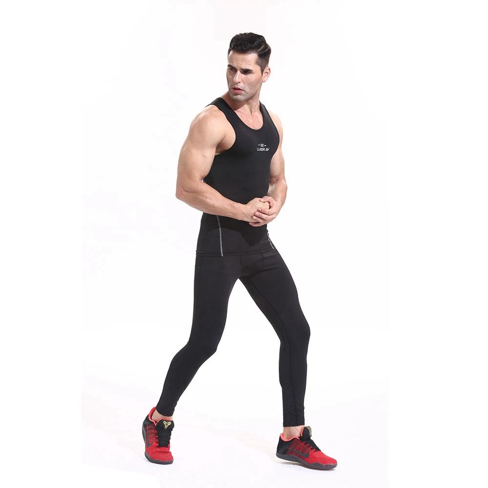 AK01 Men Fitness Round Collar Vest Sports Running Sleeveless Tops Size XL - Black