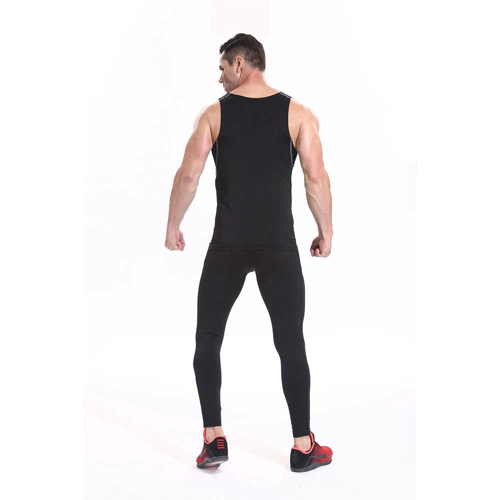 AK01 Men Fitness Round Collar Vest Sports Running Sleeveless Tops Size XL - Black