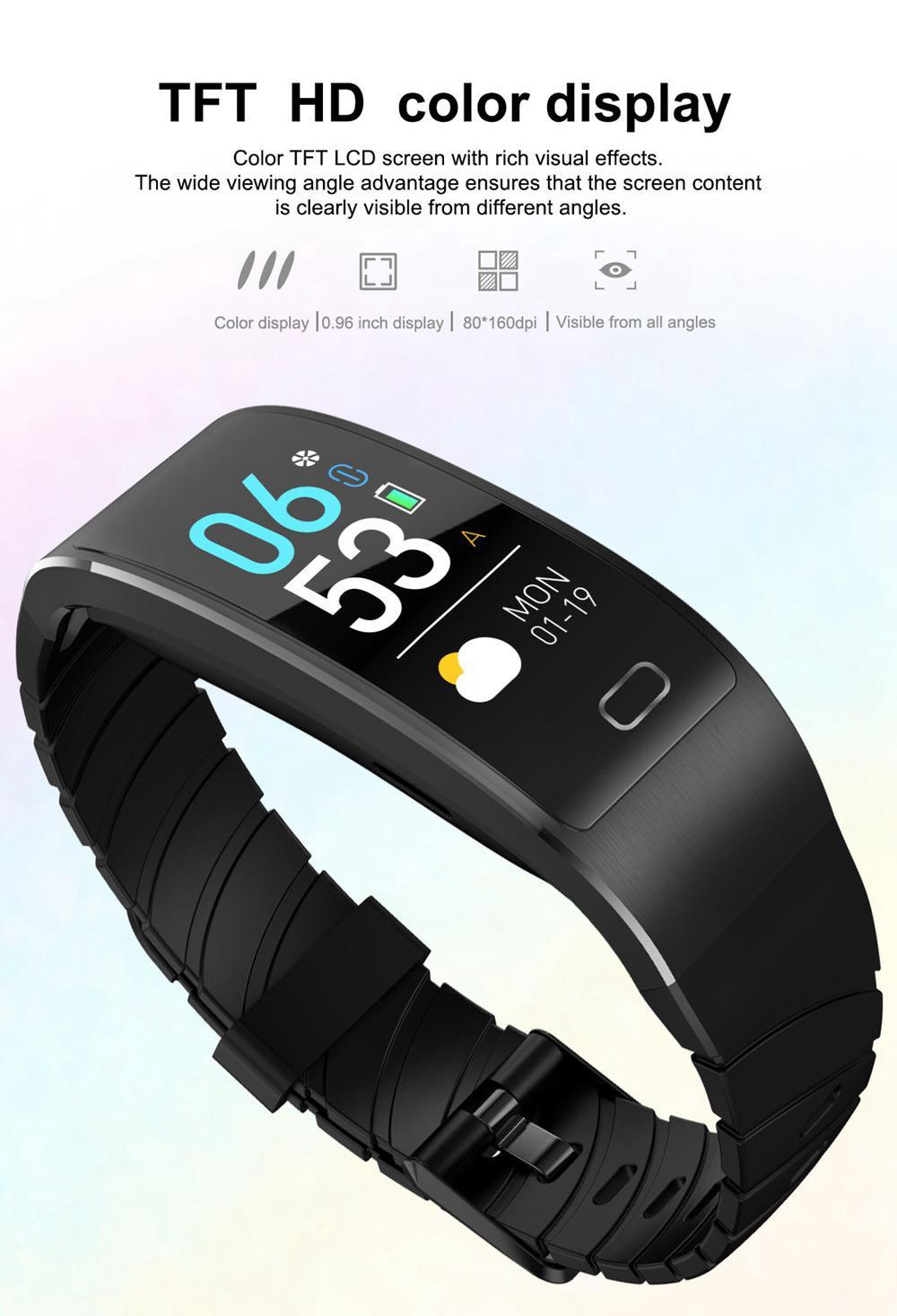Makibes HR6 Smart Bracelet 0.96 Inch TFT Screen Heart Rate Sleep Monitor IP68 Multi Sports Modes - Black