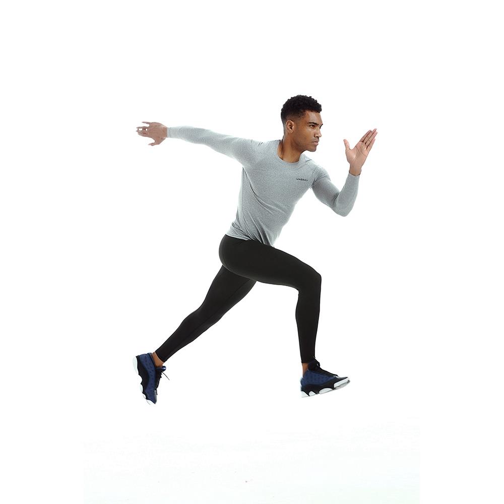 AK34 Men Fitness Sports Training Elastic Long Sleeve Tops T-Shirts Size XXL - Grey