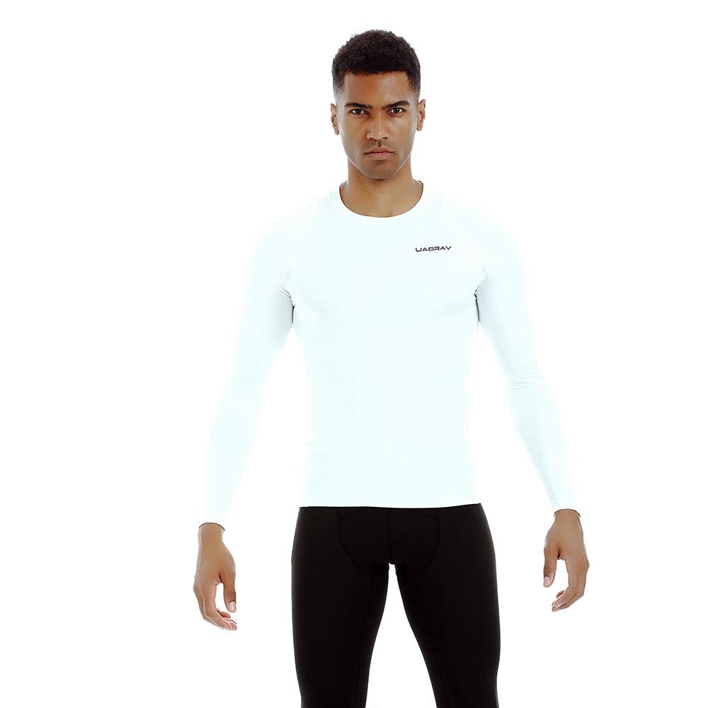 AK34 Men Fitness Sports Training Elastic Long Sleeve Tops T-Shirts Size L - White