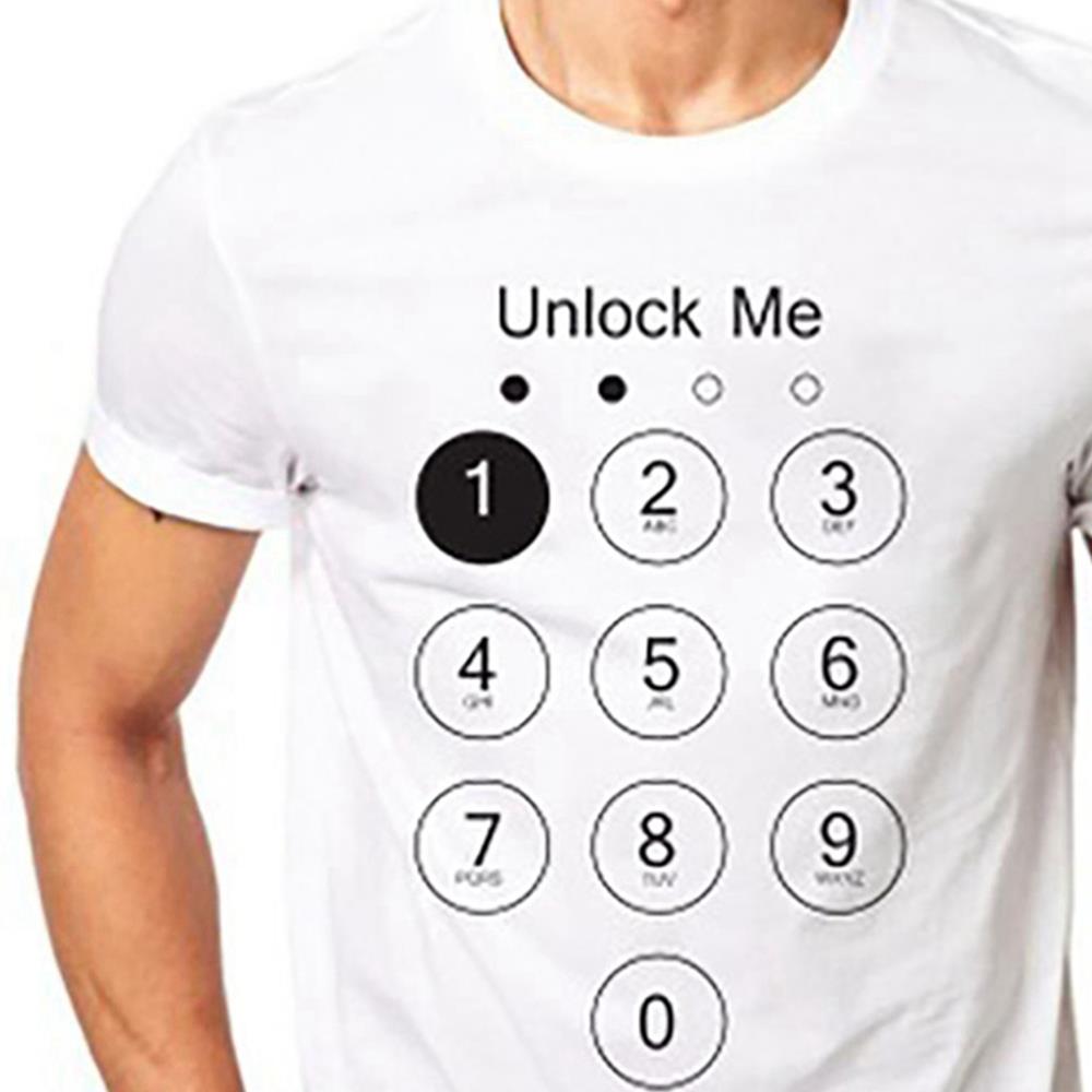 YJ03 Men 3D Printed T-shirt Sports Casual Short Sleeve Round Neck Tops Size M - White