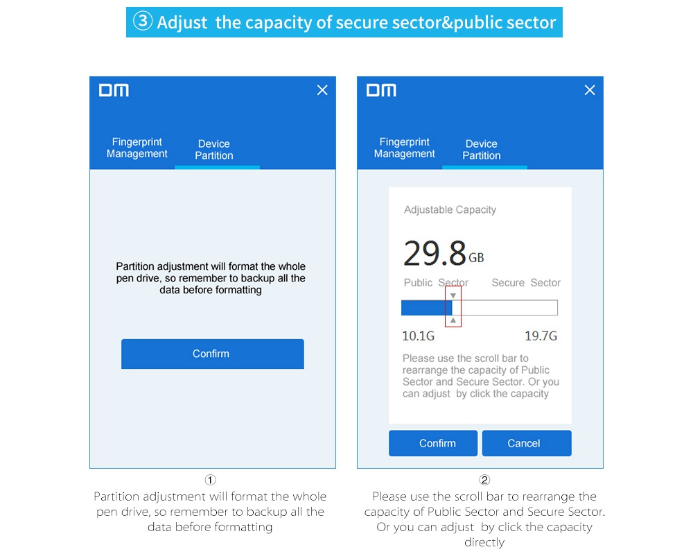 DM PD062 32GB USB3.0 Flash Drive Fingerprint Encryption Security Memory Disk - Silver