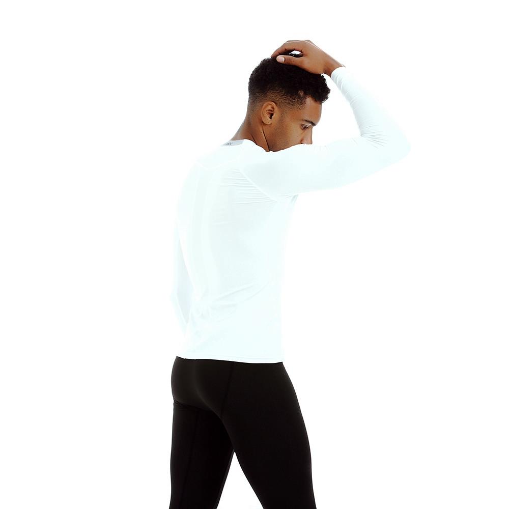AK34 Men Fitness Sports Training Elastic Long Sleeve Tops T-Shirts Size L - White