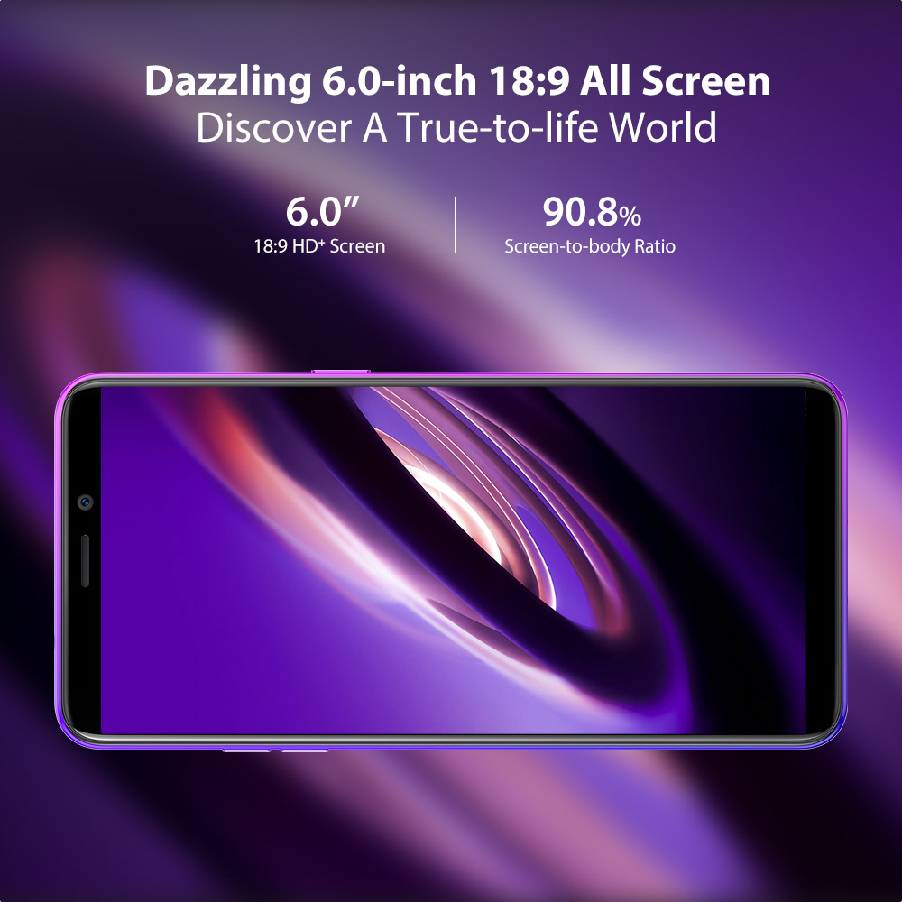 Ulefone Power 3L 6.0 Inch 4G LTE Smartphone MT6739 2GB 16GB 8.0MP+5.0MP Dual Rear Cameras Android 8.1 Face ID NFC 6350mAh - Gold