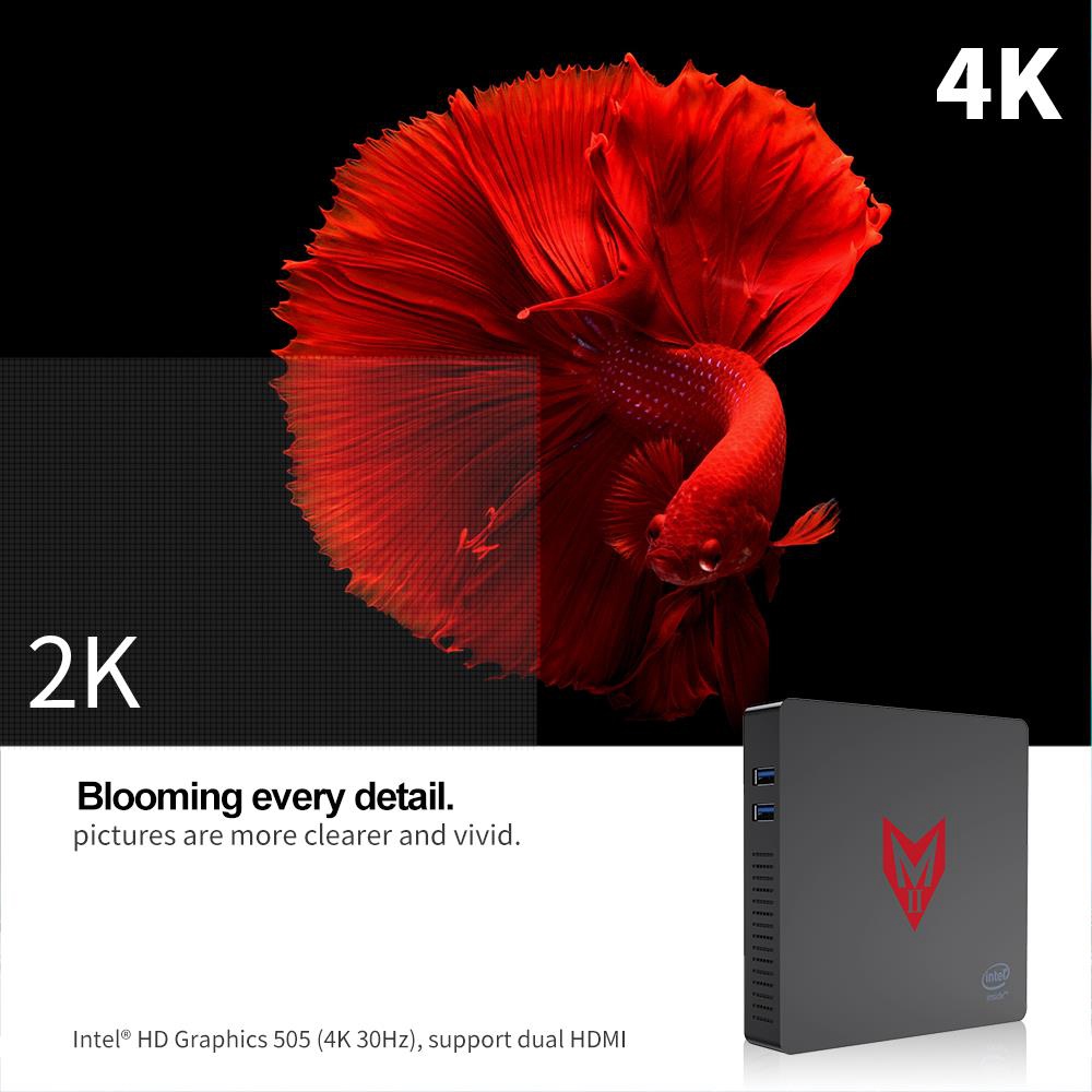 MII Intel Apollo Lake J4205 8GB DDR4 128GB SSD Windows 10 Mini PC Dual Band WiFi Bluetooth Gigabit LAN USB3.0 HDMI X 2