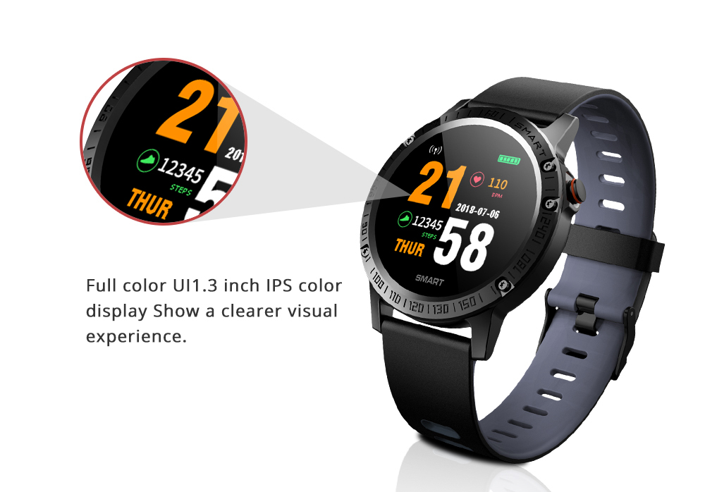 Makibes T6 Pro Smart Watch 1.3 Inch IPS Screen Heart Rate Blood Pressure Monitor IP68 Multiple Sports Modes - Gray