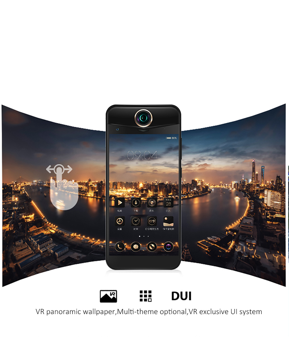 PROTRULY Darling V10S 360 Degree Camera 5.5 Inch 4G LTE Smartphone Snapdragon 625 4GB 64GB Android 7.1 Touch ID - Black