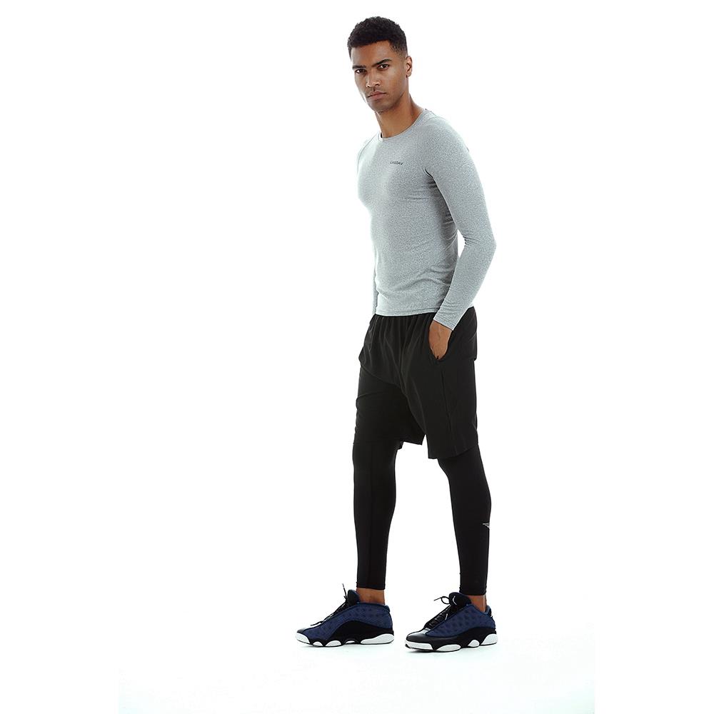 AK34 Men Fitness Sports Training Elastic Long Sleeve Tops T-Shirts Size XXL - Grey