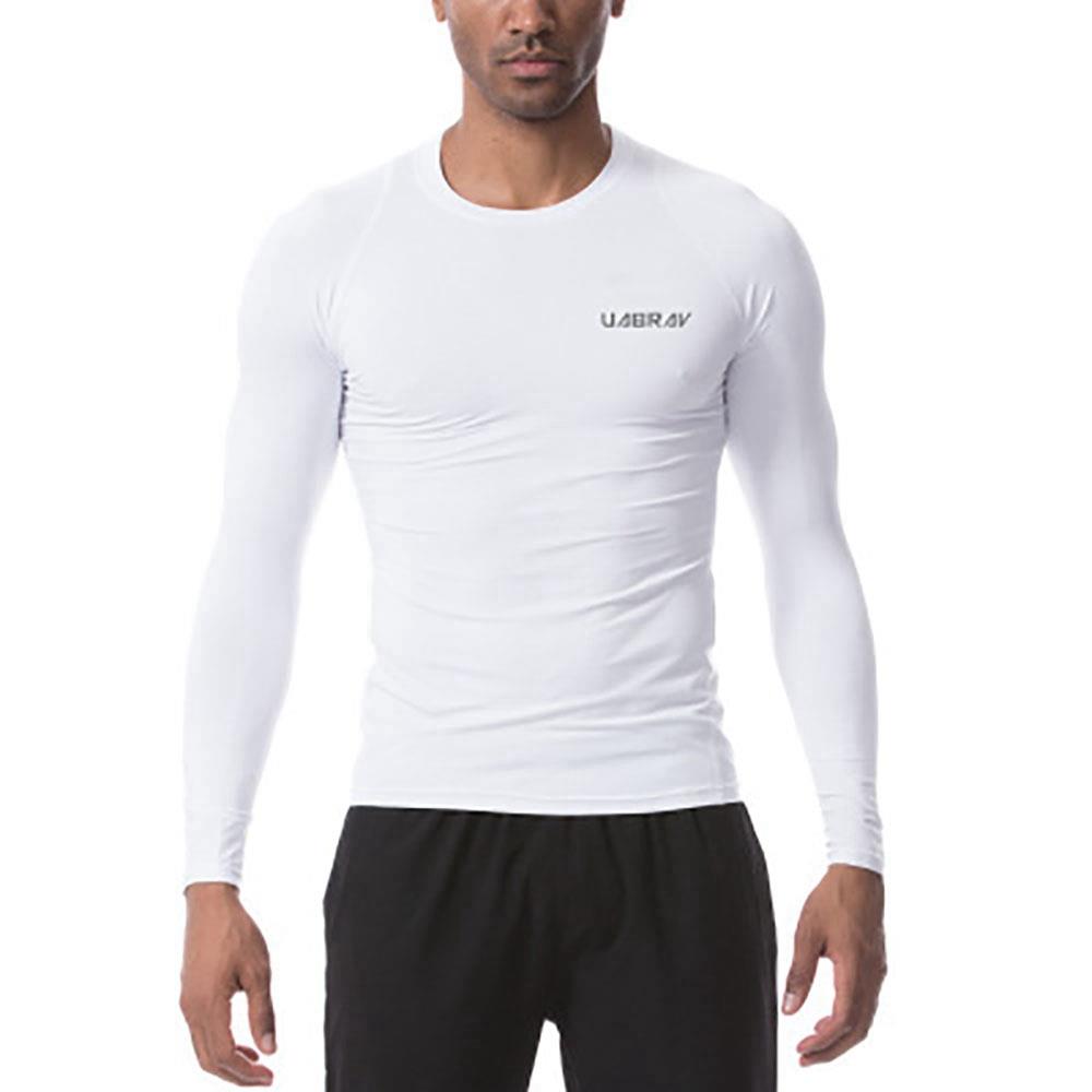 AK34 Men Fitness Sports Training Elastic Long Sleeve Tops T-Shirts Size L - White