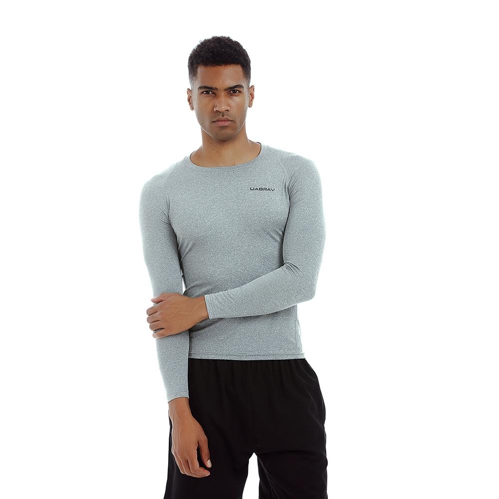AK34 Men Fitness Sports Training Elastic Long Sleeve Tops T-Shirts Size XXL - Grey
