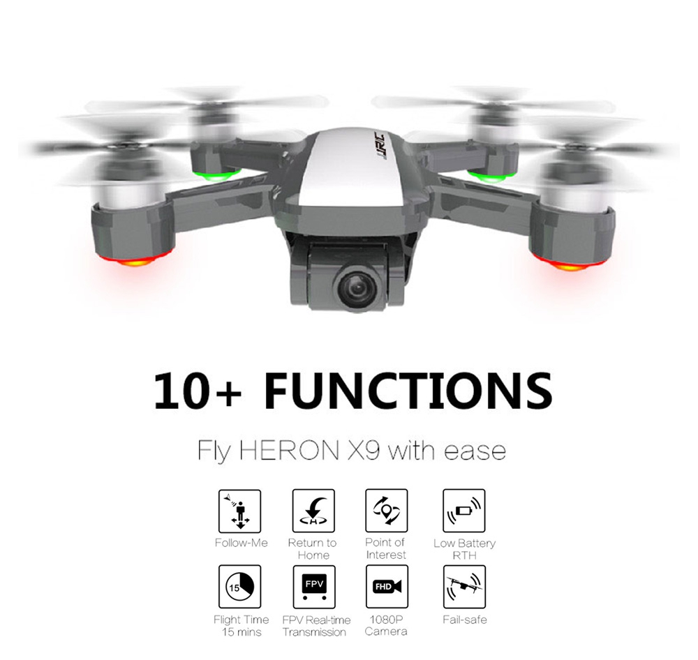 JJRC X9 Heron 1080P GPS 5G WiFi FPV Brushless RC Drone Optical Flow Positioning RTF Black - Three Battery