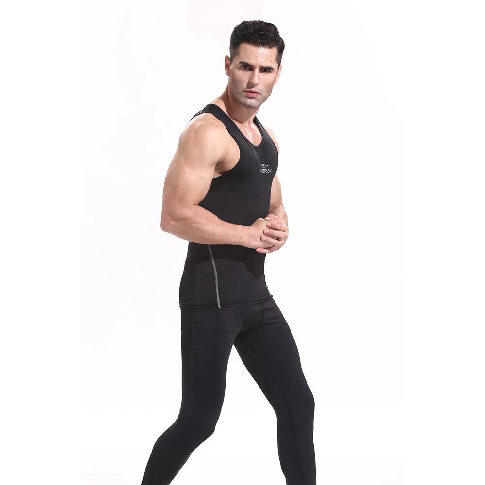 AK01 Men Fitness Round Collar Vest Sports Running Sleeveless Tops Size XL - Black