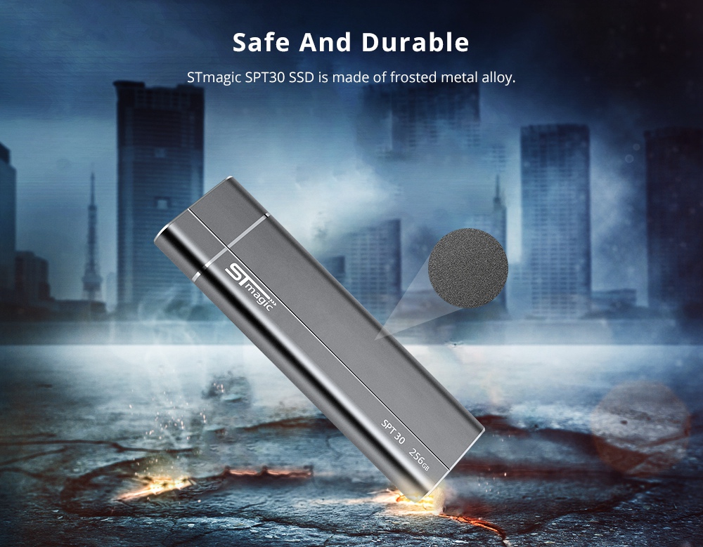 STmagic SPT30 512G Mini Portable M.2 SSD USB3.1 To Type-C Solid State Drive Read Speed 480MB/s - Gray
