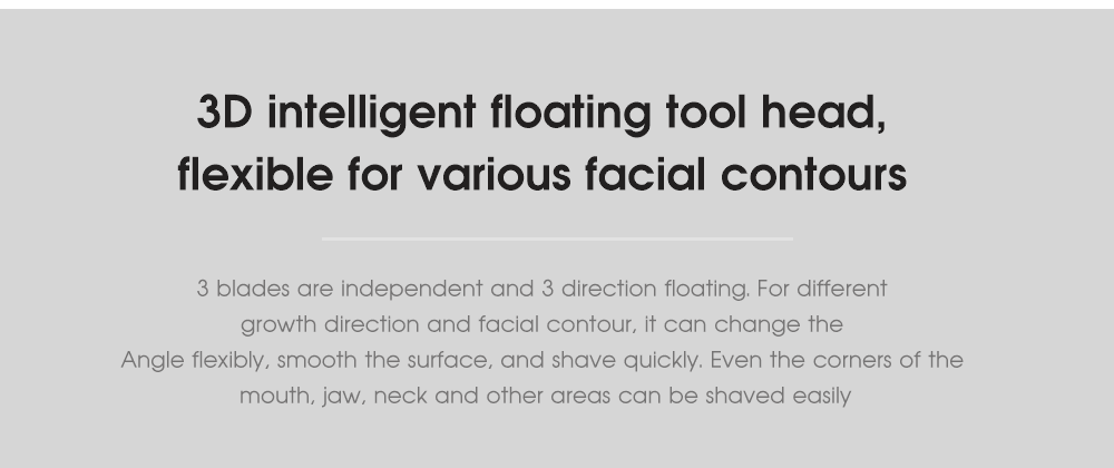 Xiaomi ES3 3D Smart Floating Blade Head Razor IPX7 Water Resistant USB Charging Electric Shaver - Black