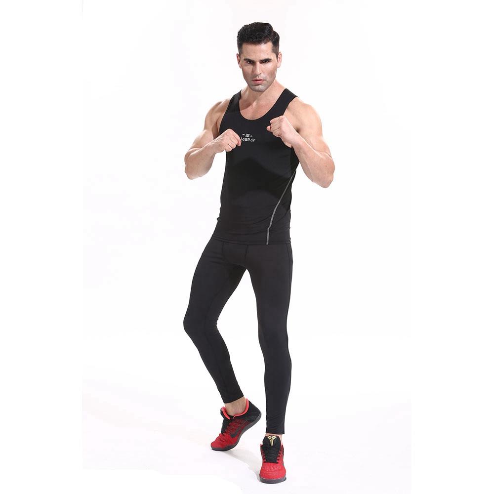 AK01 Men Fitness Round Collar Vest Sports Running Sleeveless Tops Size XL - Black
