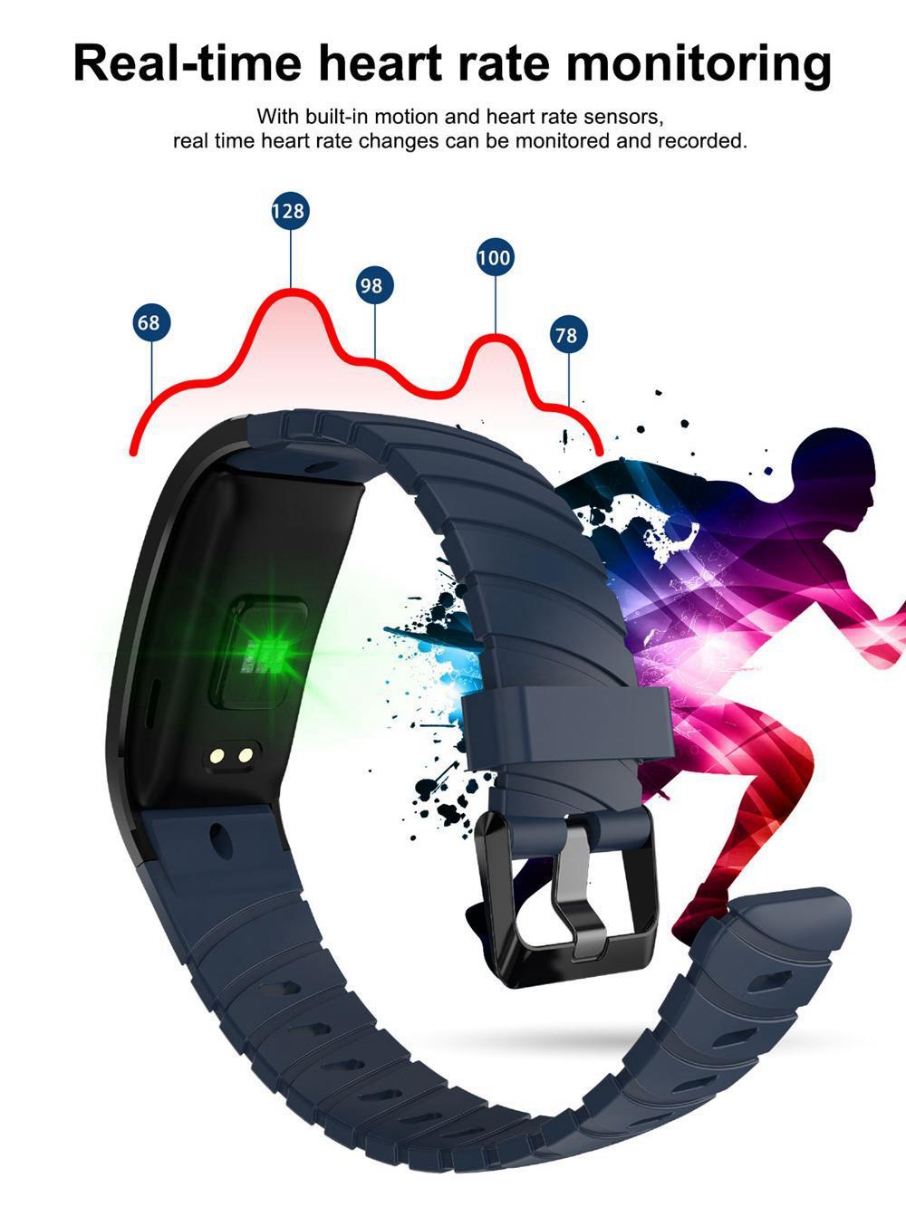 Makibes HR6 Smart Bracelet 0.96 Inch TFT Screen Heart Rate Sleep Monitor IP68 Multi Sports Modes - Black