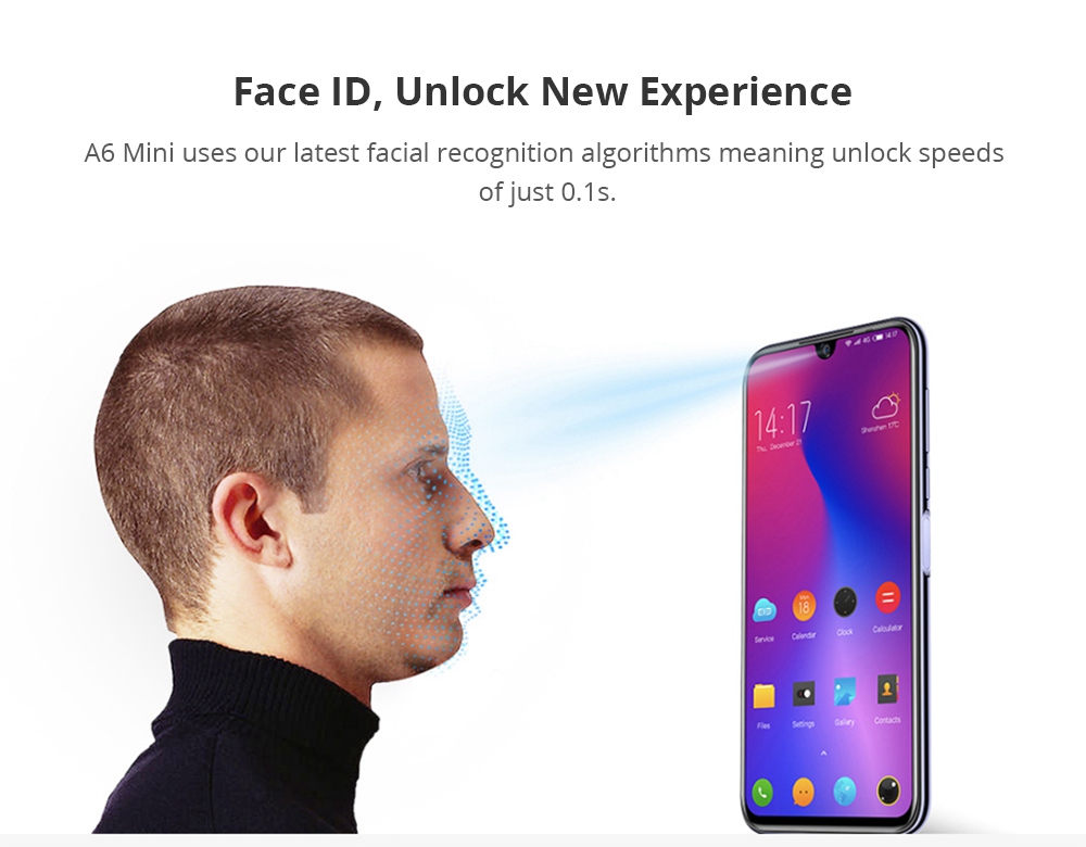 Elephone A6 Mini 5.71 Inch 4G LTE Smartphone MT6761 4GB 32GB 16.0MP+2.0MP Dual Rear Cameras Android 9.0 Face ID Fast Charge - Black