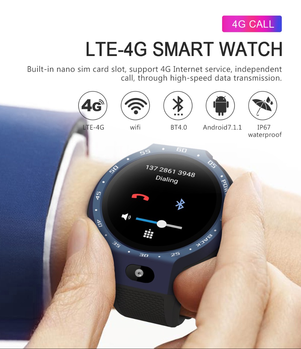 LEMFO LEM9 4G Smartwatch Phone Android 7.1 MTK6739+NRF52840 Dual System 1GB RAM 16GB ROM 1.39 inch Screen GPS Heart Rate Monitor - Gray