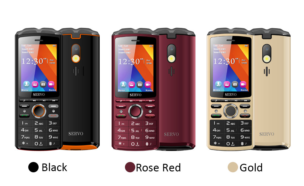 SERVO R25 2.8' Mobile Phone Dual SIM Card with Bluetooth 5.0 TWS Wireless Earphones 6000mAh - Gold