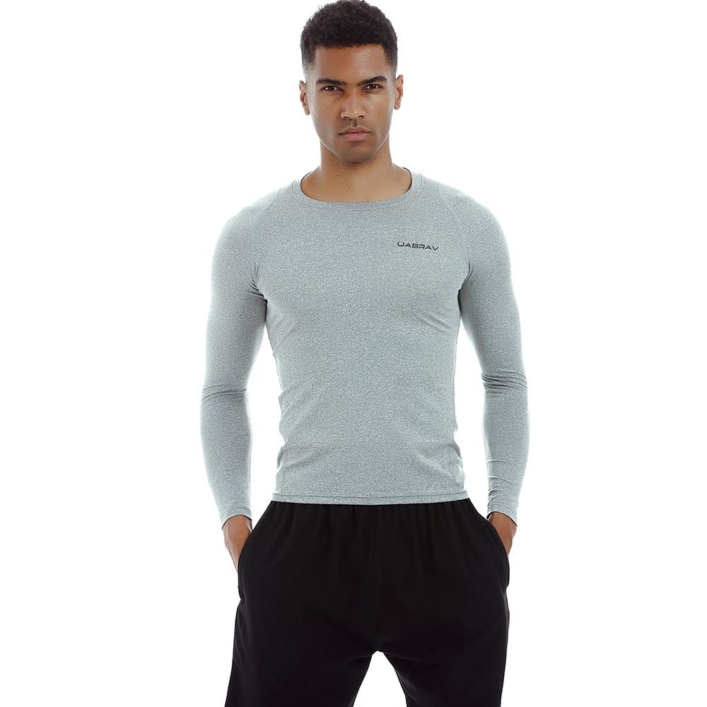 AK34 Men Fitness Sports Training Elastic Long Sleeve Tops T-Shirts Size XXL - Grey