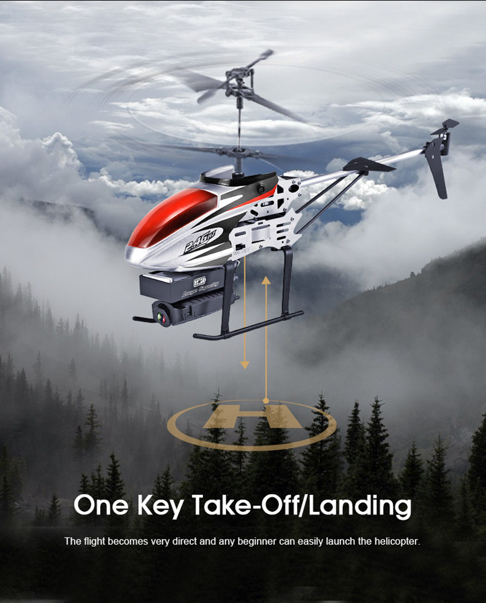 KY808W 5MP WiFi 2.4G 4CH 6-Axis FPV RC Helicopter Altitude Hold Mode RTF - Red