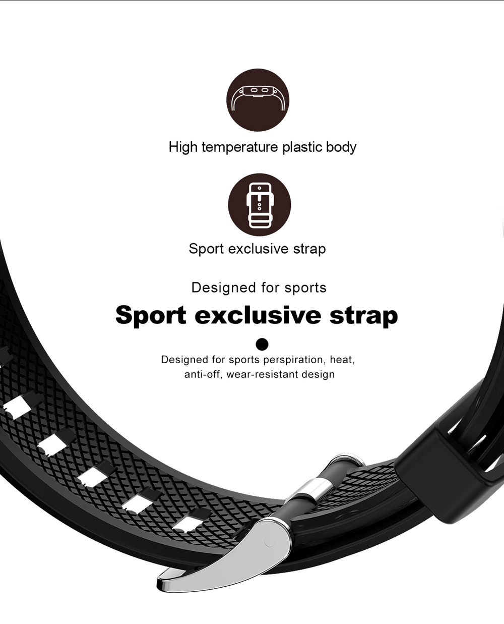 Makibes GT11 Smart Bracelet 0.96 Inch OLED Screen IP67 Built-in GPS Heart Rate Monitor Multi-sport Mode - Black