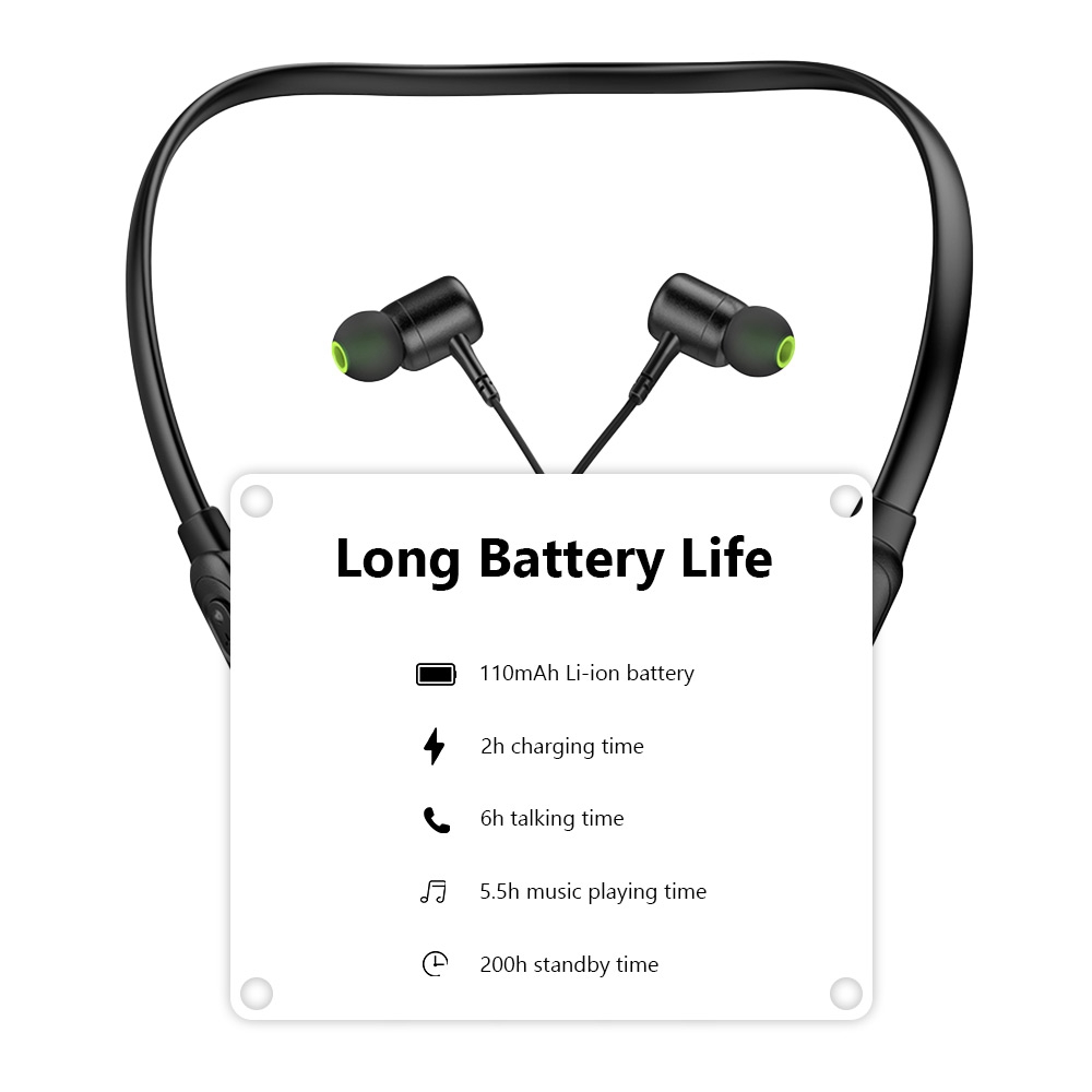 Awei G30BL Neckband Bluetooth Earphones Magnetic IPX4 Water Resistant - Black