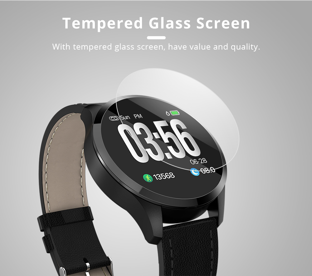 Makibes T5 Smart Watch 1.22 Inch TFT Screen IP67 Heart Rate Blood Pressure Sleep Monitor 230mAh Battery PU Strap - Black