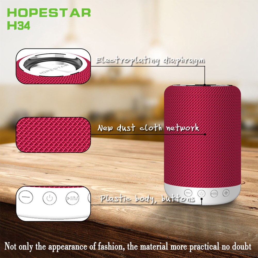 HOPESTAR H34 Portable Bluetooth Speaker Audio Card Computer Phone Player - White